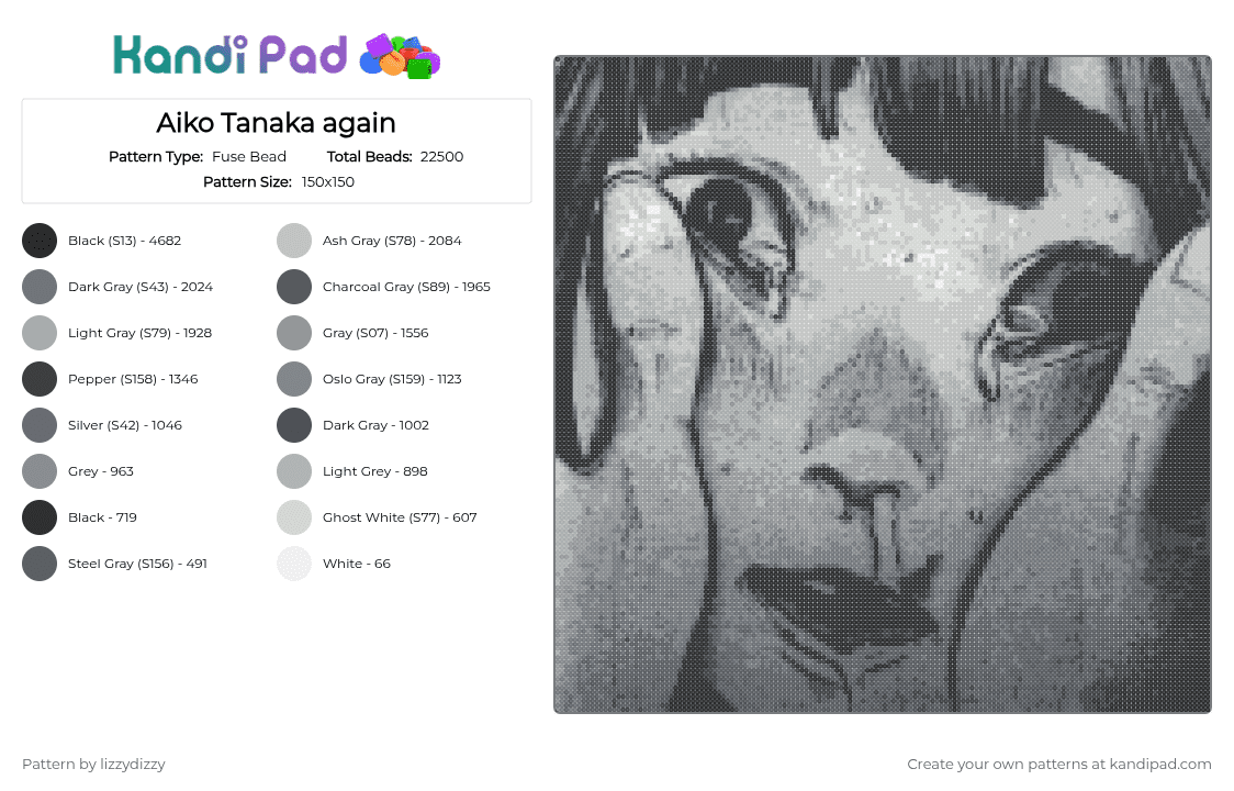 Aiko Tanaka again - Fuse Bead Pattern by lizzydizzy on Kandi Pad - 