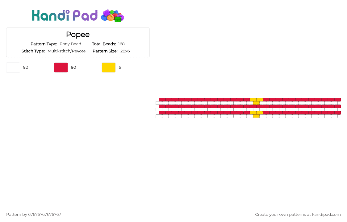 Popee - Pony Bead Pattern by 67676767676767 on Kandi Pad - red