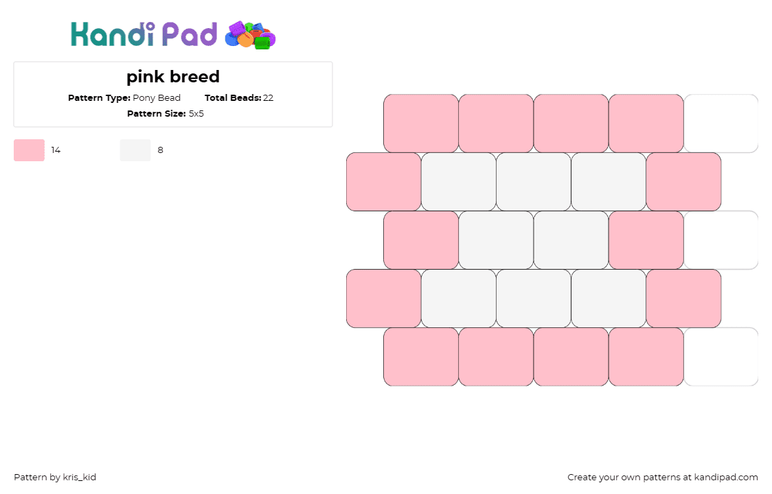 pink breed - Pony Bead Pattern by kris_kid on Kandi Pad - bread,slice,pink,white