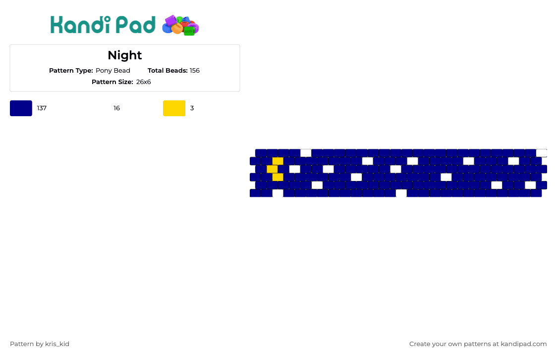 Night - Pony Bead Pattern by kris_kid on Kandi Pad - night,stars,cuff,blue