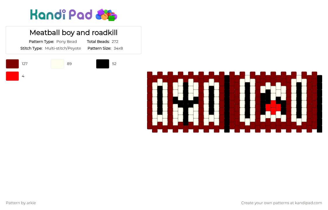 Meatball boy and roadkill - Pony Bead Pattern by arkie on Kandi Pad - brown