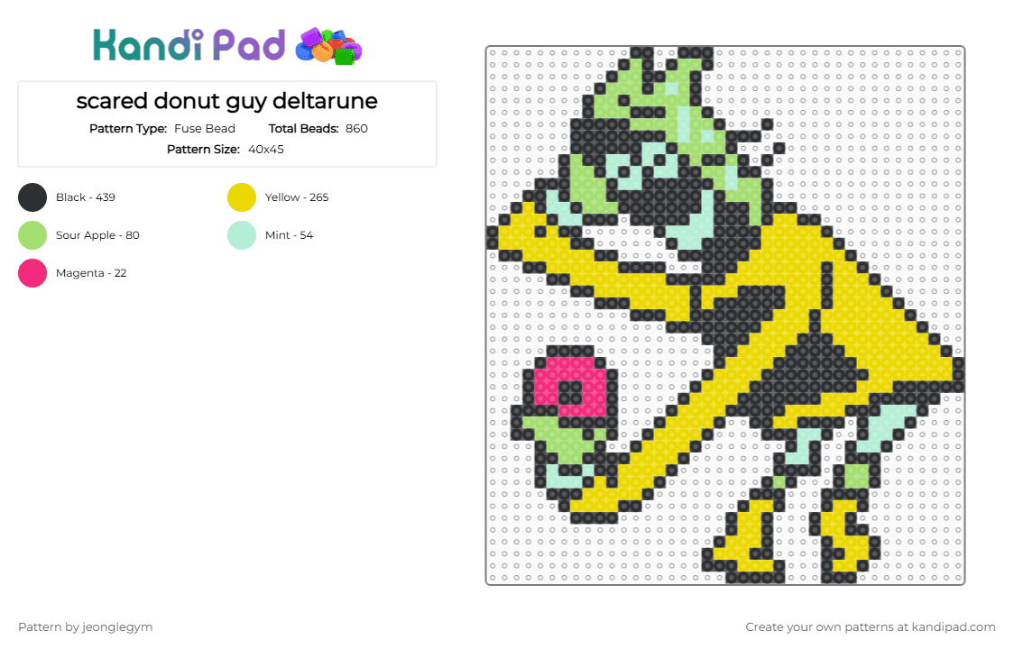 scared donut guy deltarune - Fuse Bead Pattern by jeonglegym on Kandi Pad - black,yellow,scared donut guy,deltarune