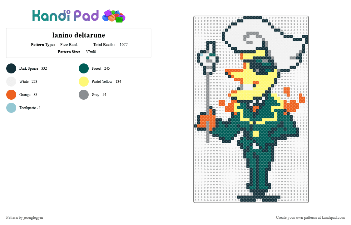 lanino deltarune - Fuse Bead Pattern by jeonglegym on Kandi Pad - deltarune, gray, lanino, yellow