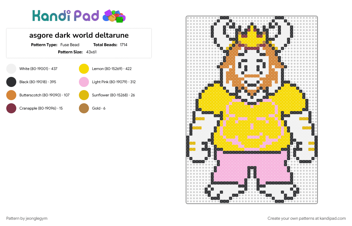 asgore dark world deltarune - Fuse Bead Pattern by jeonglegym on Kandi Pad - 