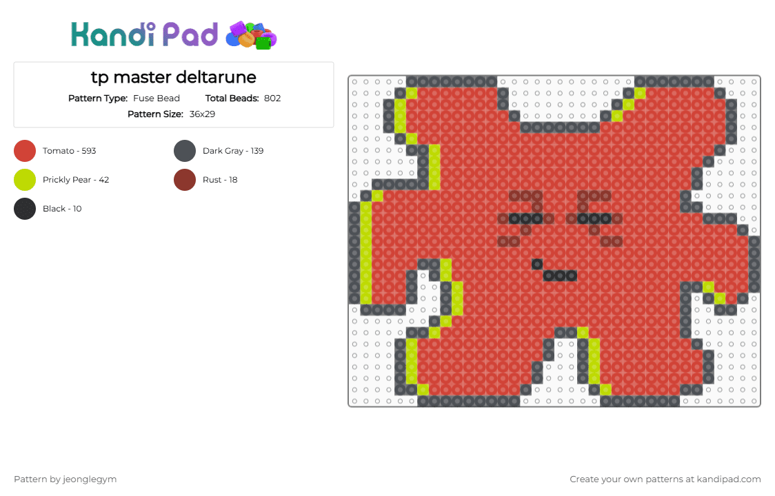 tp master deltarune - Fuse Bead Pattern by jeonglegym on Kandi Pad - deltarune, red, tp master