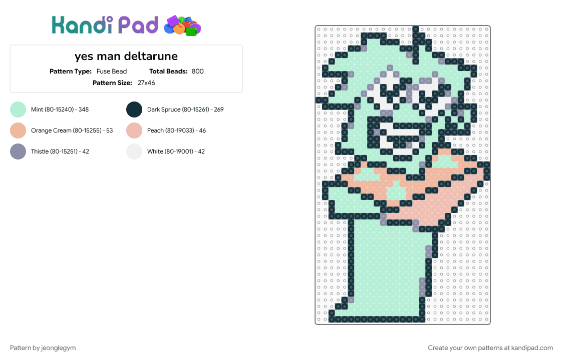 yes man deltarune - Fuse Bead Pattern by jeonglegym on Kandi Pad - 