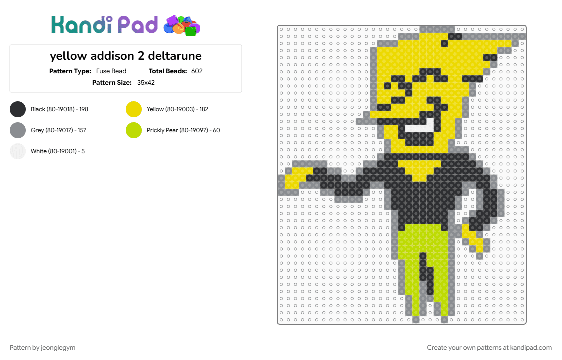 yellow addison 2 deltarune - Fuse Bead Pattern by jeonglegym on Kandi Pad - 