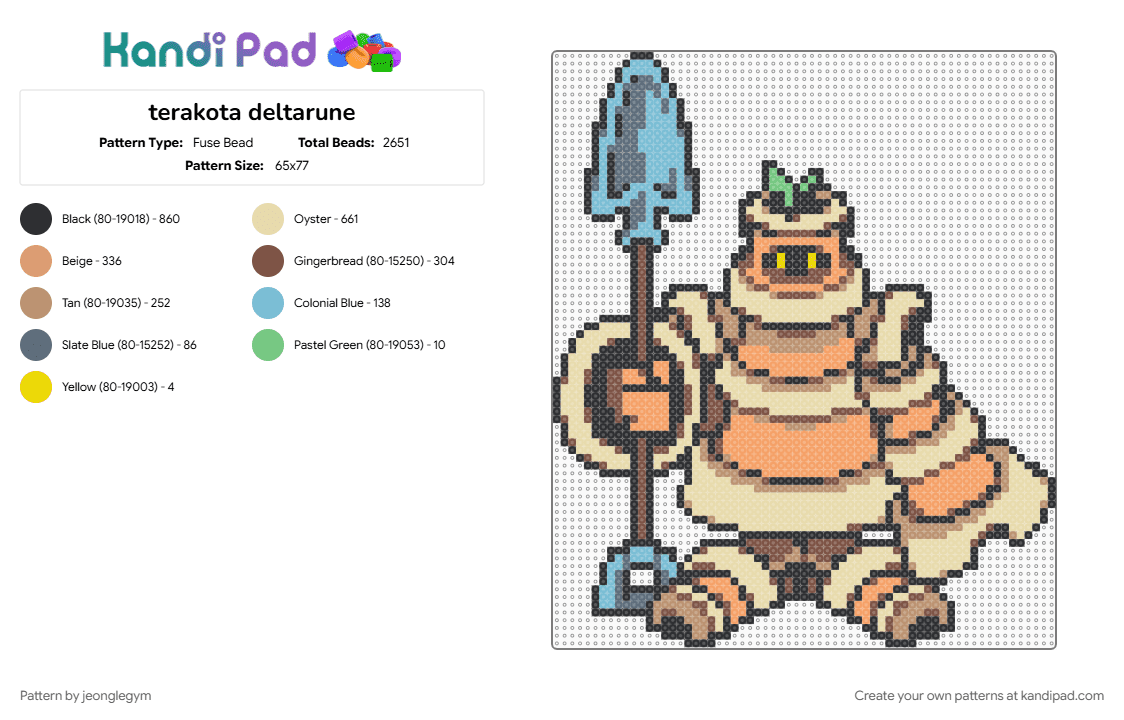 terakota deltarune - Fuse Bead Pattern by jeonglegym on Kandi Pad - 
