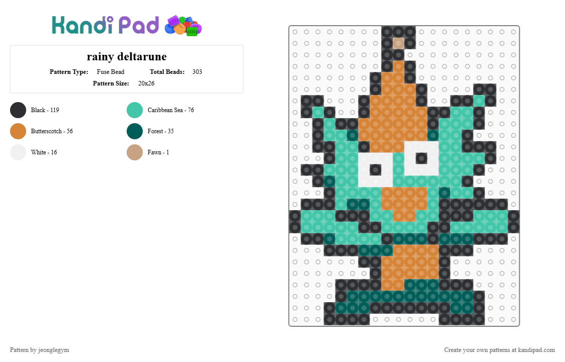 rainy deltarune - Fuse Bead Pattern by jeonglegym on Kandi Pad - orange,teal,rainy,deltarune