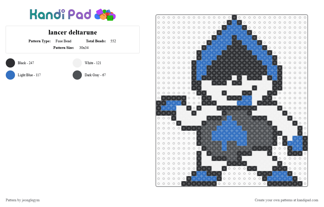 lancer deltarune - Fuse Bead Pattern by jeonglegym on Kandi Pad - blue,gray,deltarune,lancer