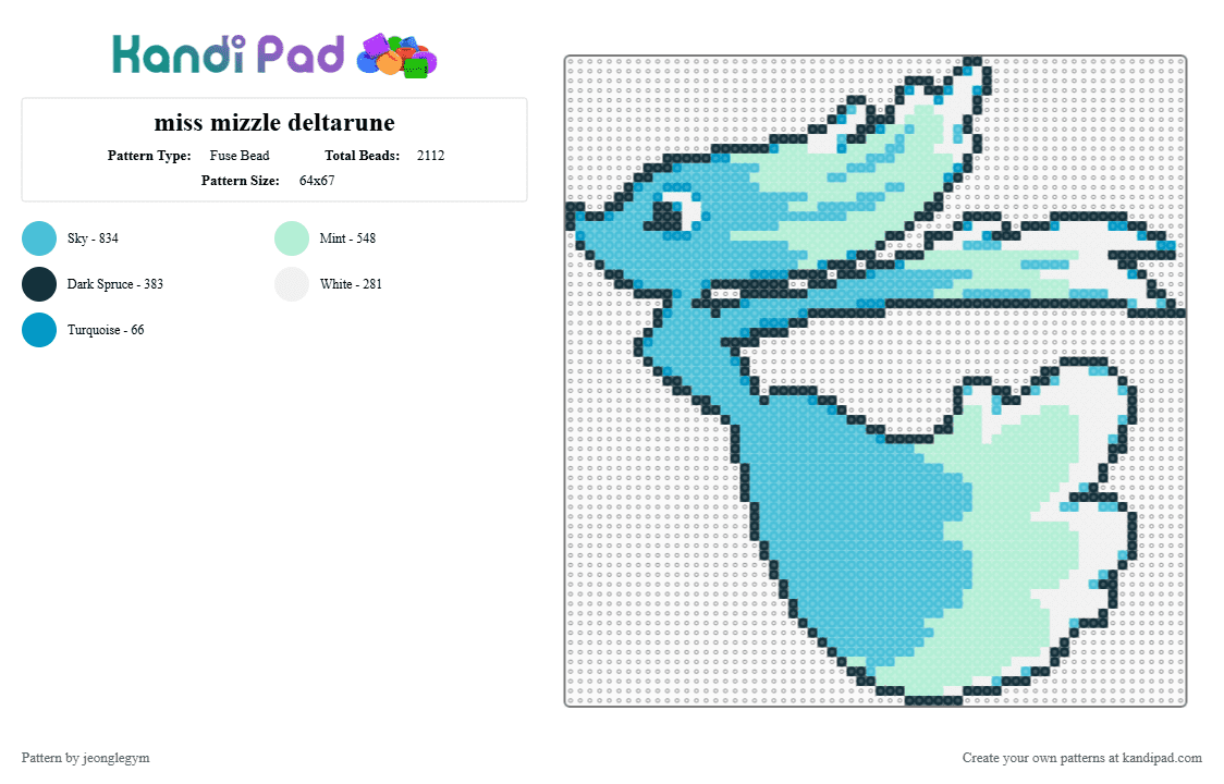miss mizzle deltarune - Fuse Bead Pattern by jeonglegym on Kandi Pad - light blue,miss mizzle,deltarune