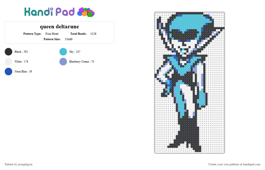queen deltarune - Fuse Bead Pattern by jeonglegym on Kandi Pad - deltarune, light blue, queen