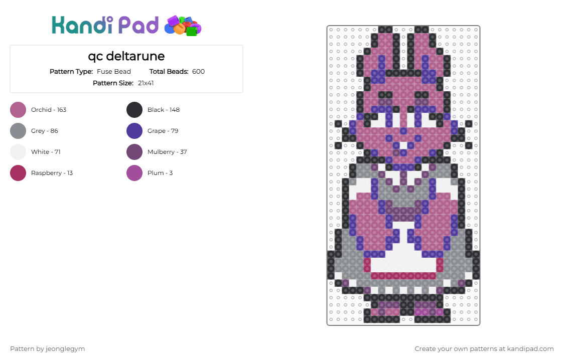 qc deltarune - Fuse Bead Pattern by jeonglegym on Kandi Pad - pink,qc,deltarune