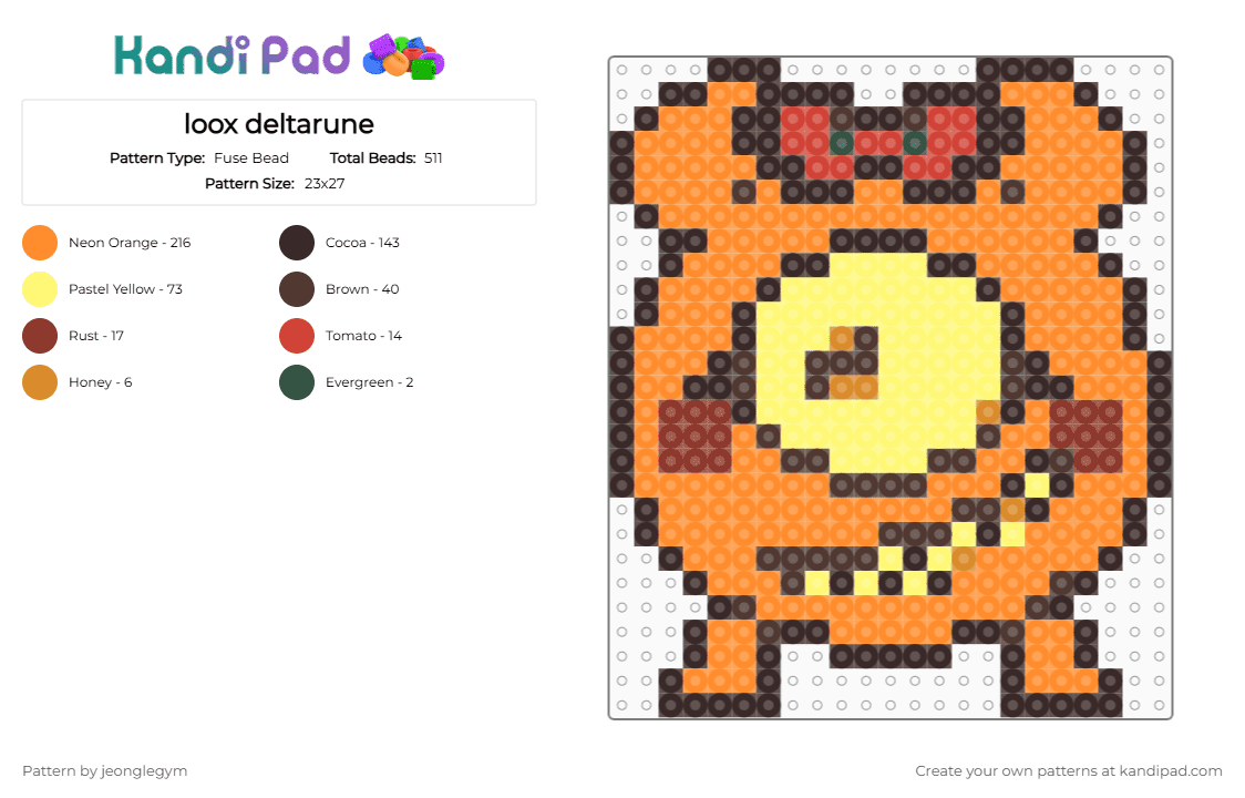 loox deltarune - Fuse Bead Pattern by jeonglegym on Kandi Pad - brown,orange,loox,deltarune