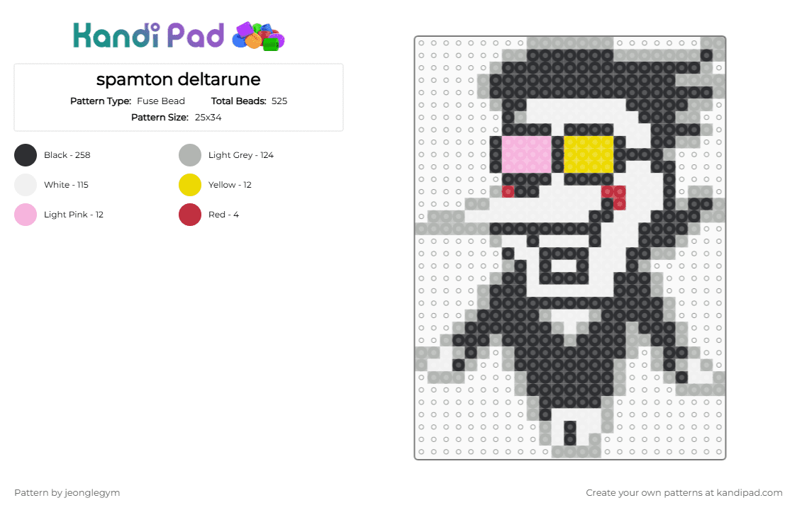 spamton deltarune - Fuse Bead Pattern by jeonglegym on Kandi Pad - black,beige,deltarune,spamton