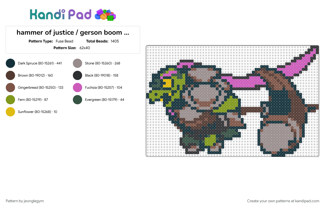 hammer of justice / gerson boom deltarune - Fuse Bead Pattern by jeonglegym on Kandi Pad - 