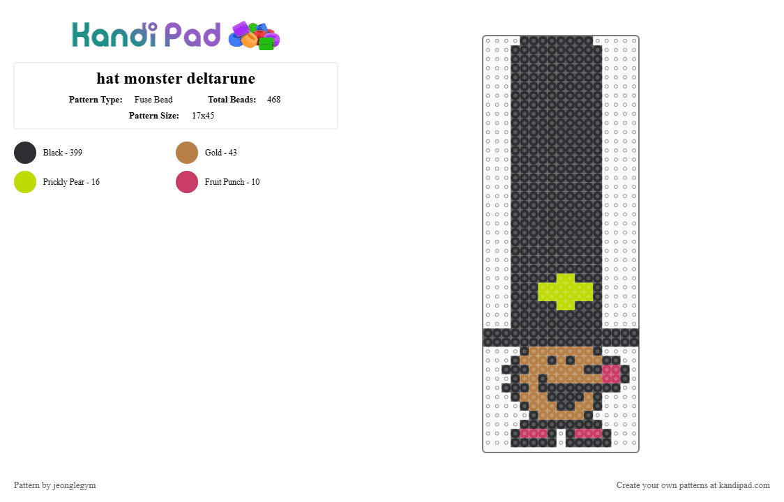 hat monster deltarune - Fuse Bead Pattern by jeonglegym on Kandi Pad - black, deltarune, hat monster, tan