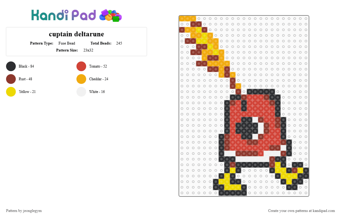 cuptain deltarune - Fuse Bead Pattern by jeonglegym on Kandi Pad - red,cuptain,deltarune