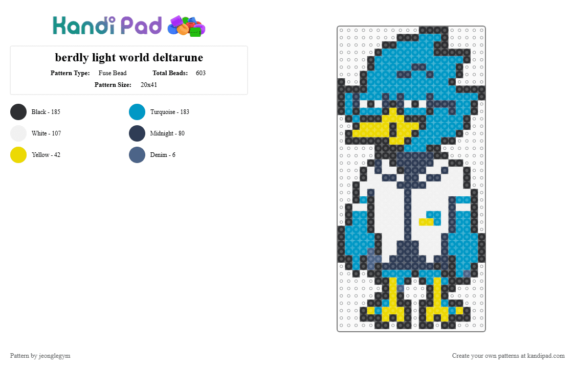 berdly light world deltarune - Fuse Bead Pattern by jeonglegym on Kandi Pad - light blue,purple,berdly,deltarune