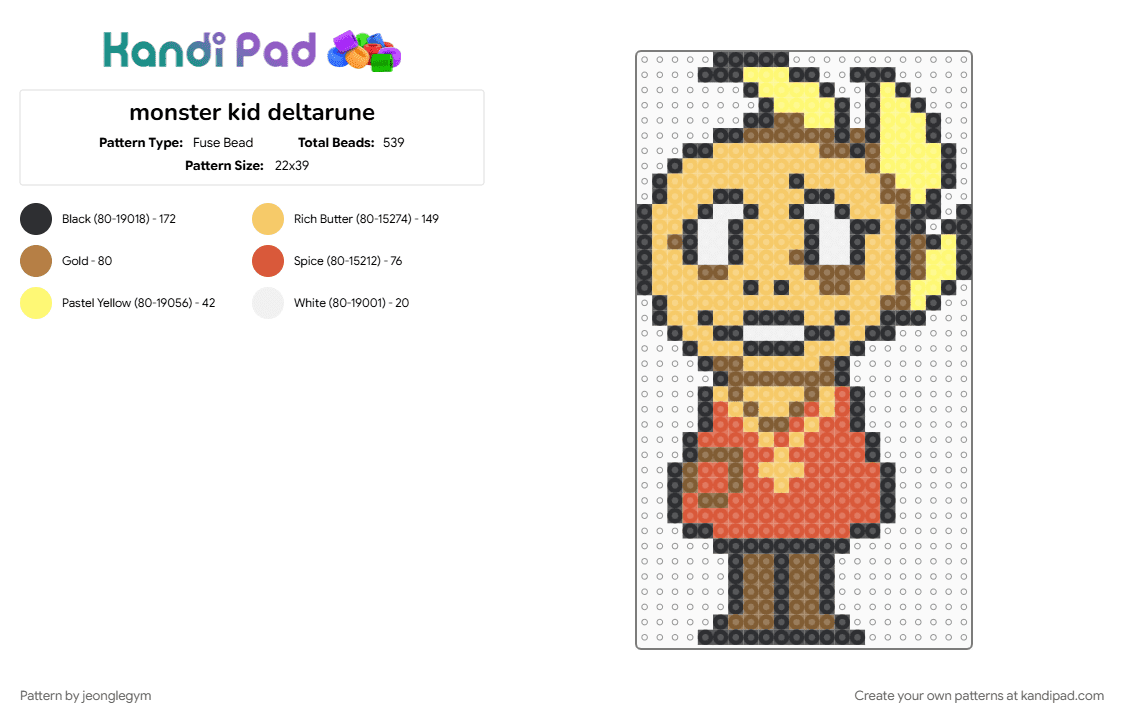 monster kid deltarune - Fuse Bead Pattern by jeonglegym on Kandi Pad - 