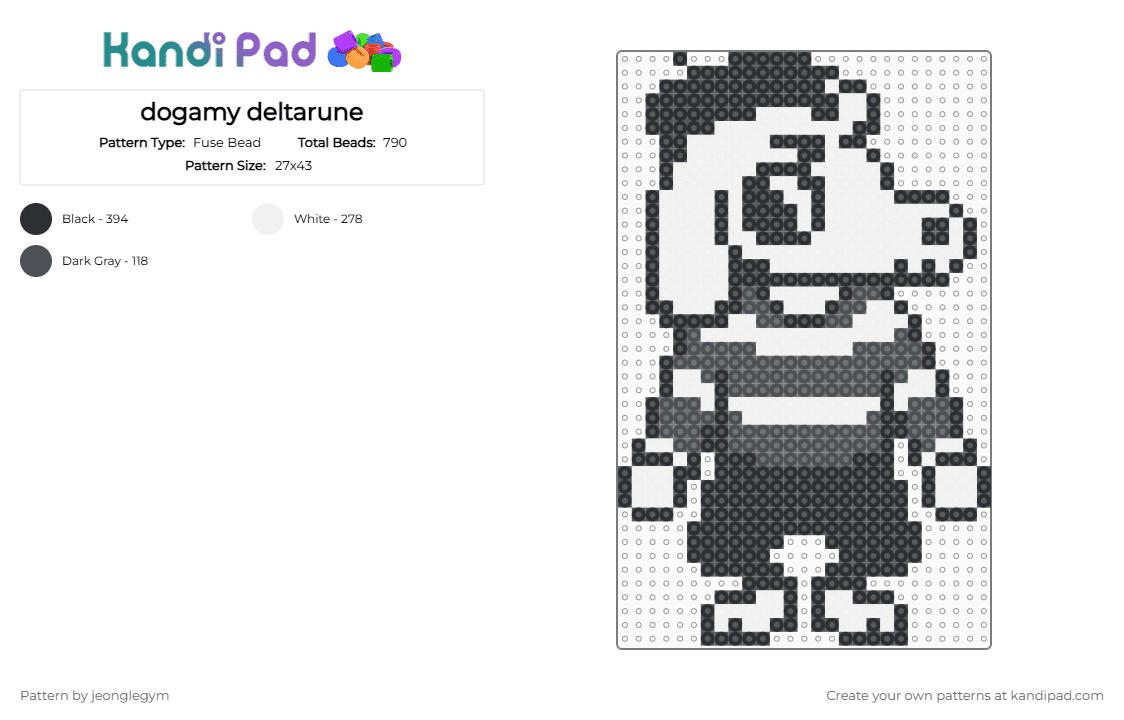 dogamy deltarune - Fuse Bead Pattern by jeonglegym on Kandi Pad - deltarune, dogamy, gray, white