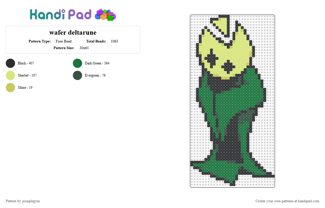 wafer deltarune - Fuse Bead Pattern by jeonglegym on Kandi Pad - deltarune, green, wafer