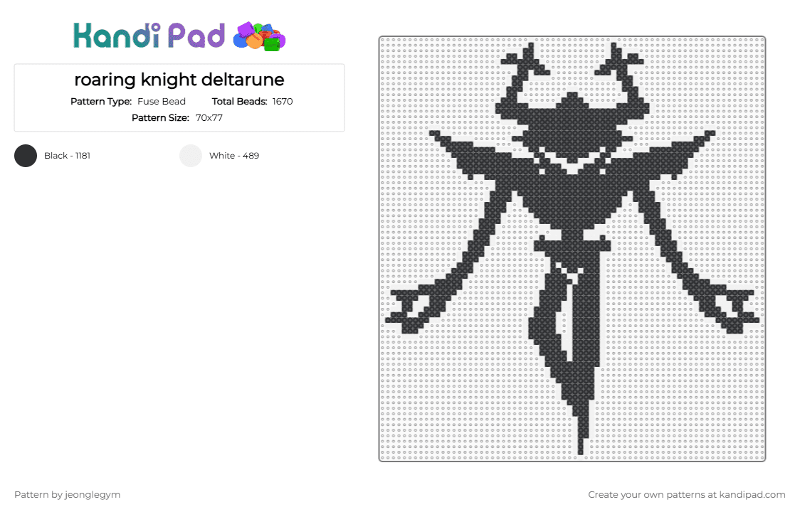 roaring knight deltarune - Fuse Bead Pattern by jeonglegym on Kandi Pad - black, deltarune, knight, roaring knight, white