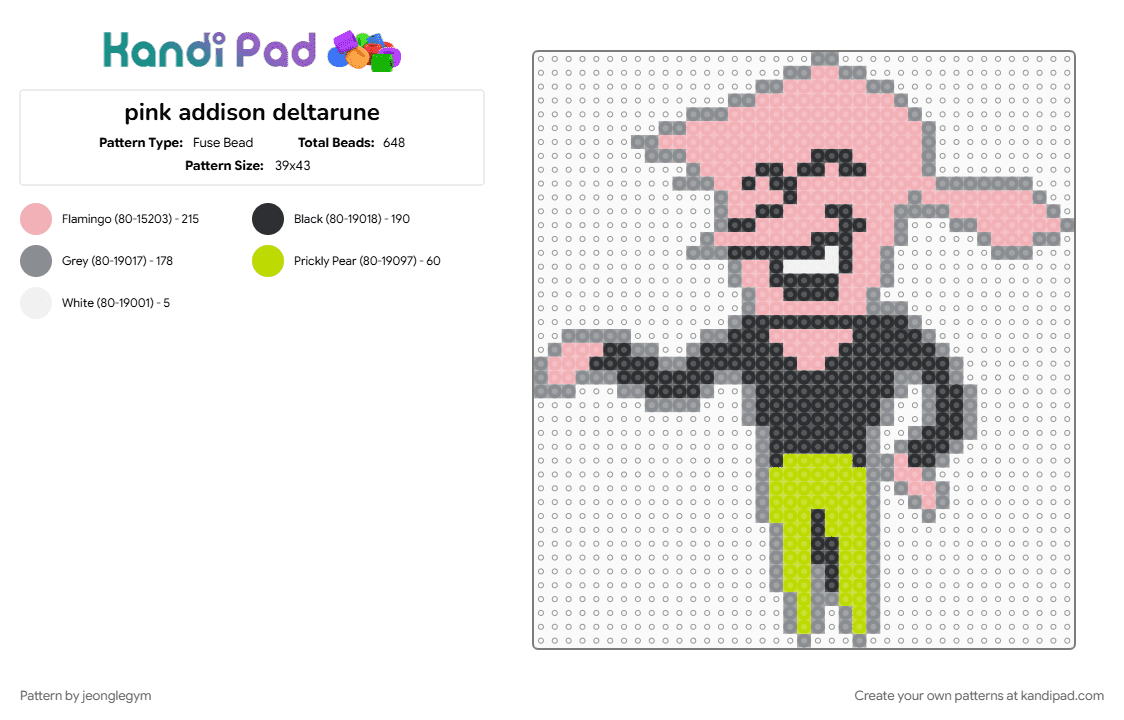 pink addison deltarune - Fuse Bead Pattern by jeonglegym on Kandi Pad - 