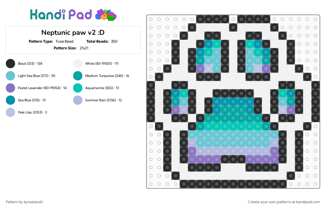Neptunic paw v2 :D - Fuse Bead Pattern by kyraskandii on Kandi Pad - 
