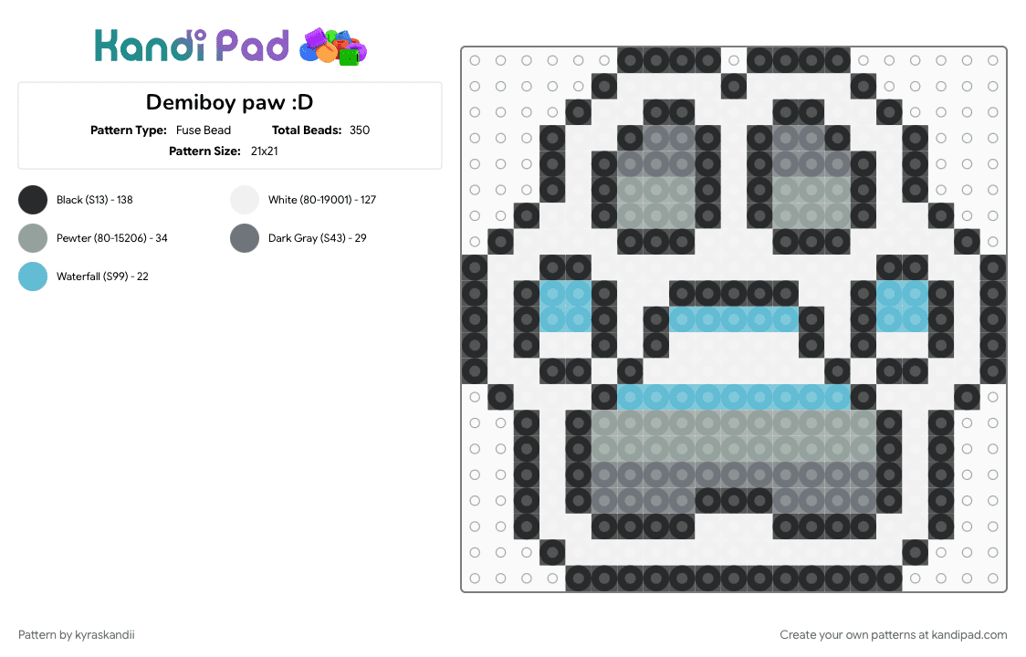 Demiboy paw :D - Fuse Bead Pattern by kyraskandii on Kandi Pad - demiboy, paw, paw print, pride