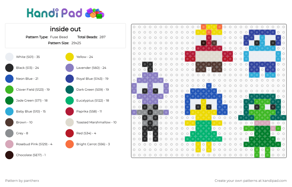 inside out - Fuse Bead Pattern by pantherx on Kandi Pad - purple,teal,pink,colorful