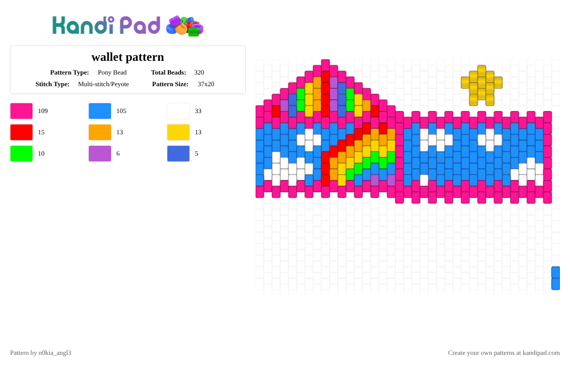 wallet pattern - Pony Bead Pattern by n0kia_angl3 on Kandi Pad - pink,light blue