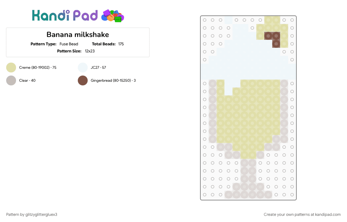 Banana milkshake - Fuse Bead Pattern by glitzyglittergluex3 on Kandi Pad - 