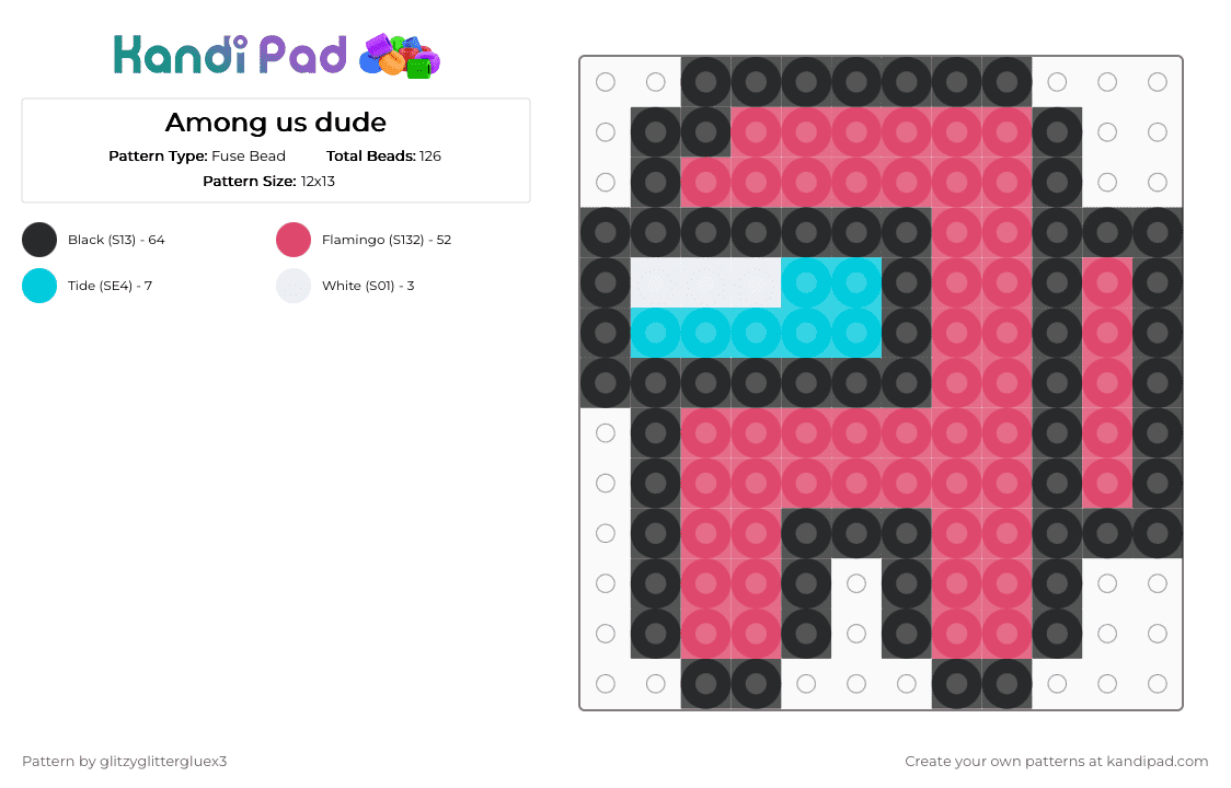 Among us dude - Fuse Bead Pattern by glitzyglittergluex3 on Kandi Pad - among us, charm, game, red, small, sus