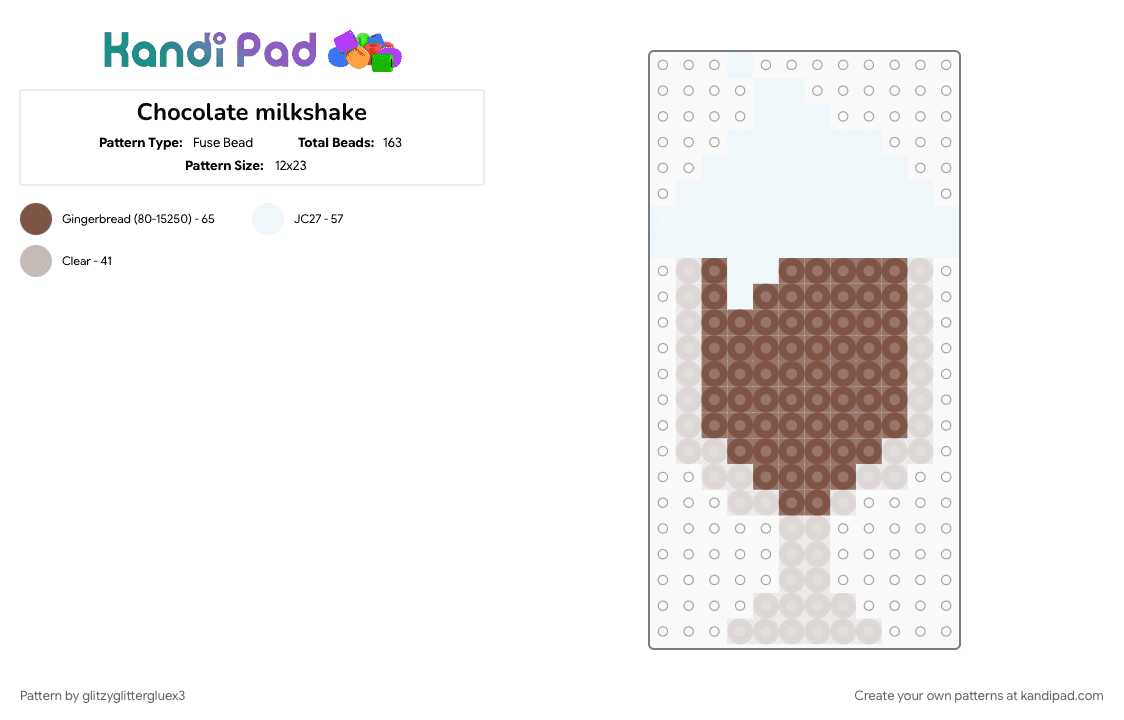 Chocolate milkshake - Fuse Bead Pattern by glitzyglittergluex3 on Kandi Pad - 