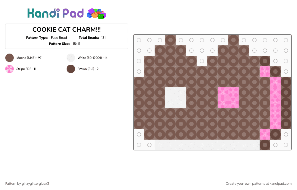 COOKIE CAT CHARM!!! - Fuse Bead Pattern by glitzyglittergluex3 on Kandi Pad - cookie cat, food, ice cream sandwich, steven universe, tan