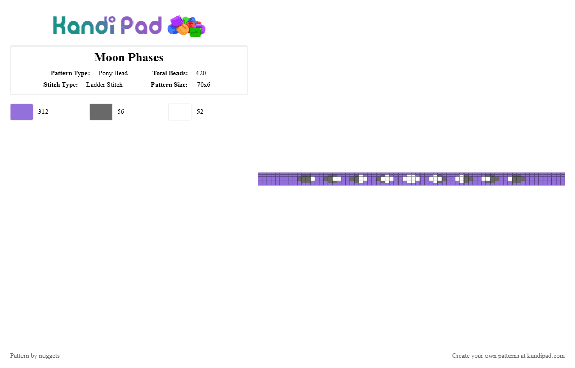 Moon Phases - Pony Bead Pattern by nuggets on Kandi Pad - purple,moon phases,moon,night,phase,keychain ideas,random