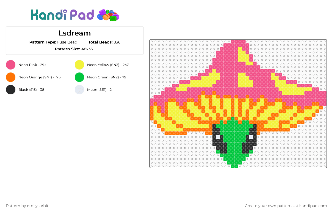 Lsdream - Fuse Bead Pattern by emilysorbit on Kandi Pad - pink,yellow