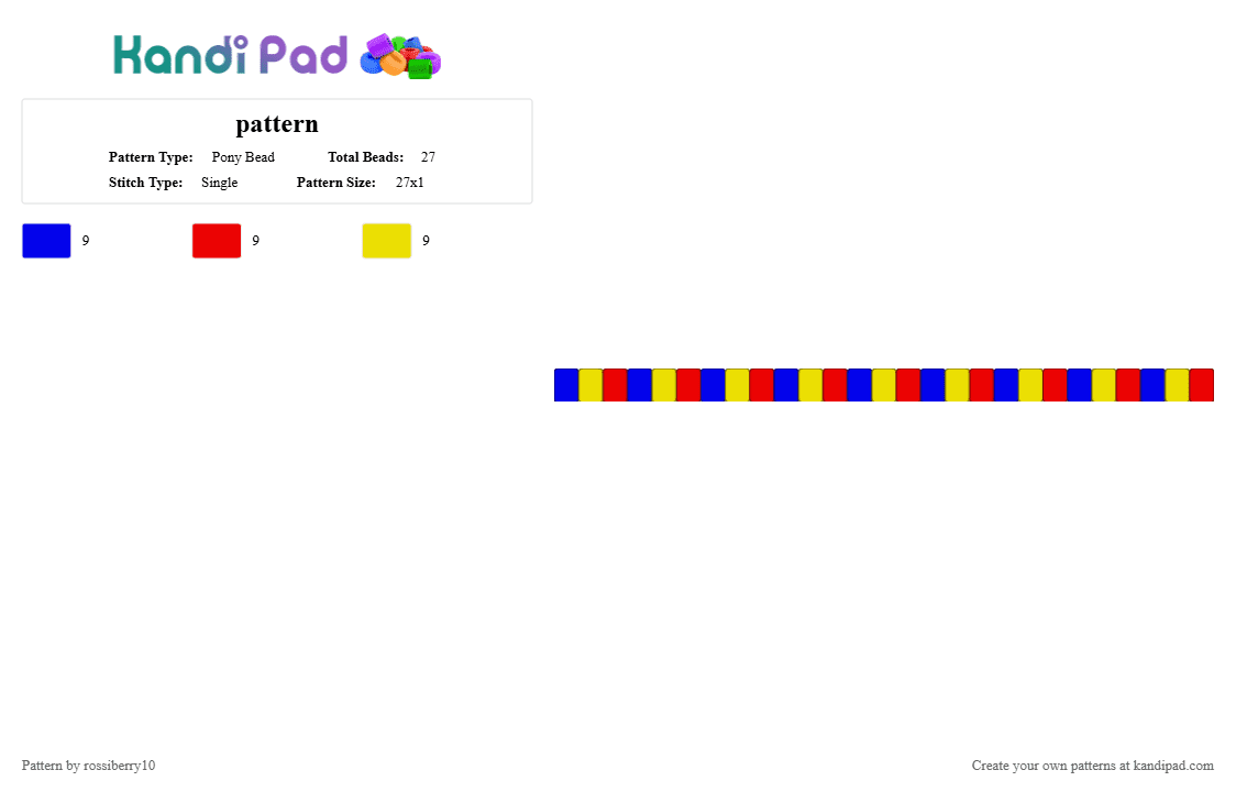 pattern - Pony Bead Pattern by rossiberry10 on Kandi Pad - purple,red,yellow