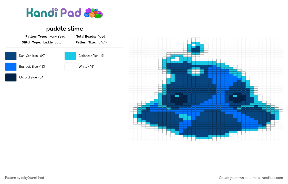 puddle slime - Pony Bead Pattern by toky0tarnished on Kandi Pad - blue, cotdslimy, slime, slime rancher, video game