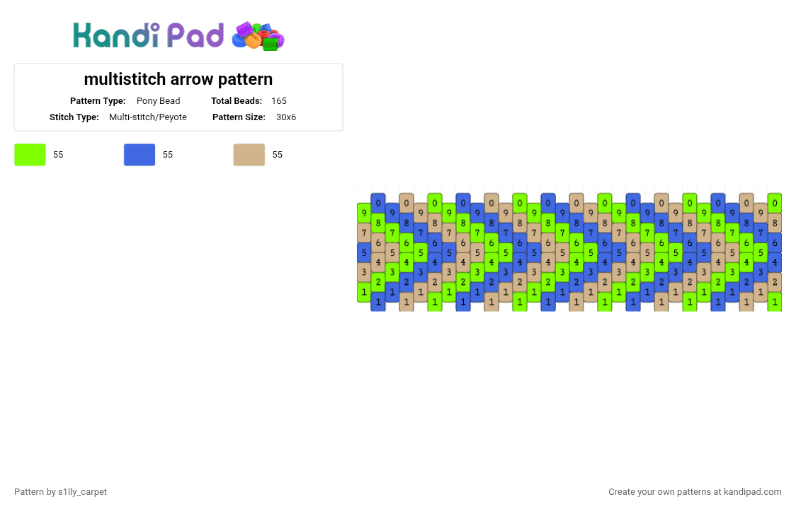 multistitch arrow pattern - Pony Bead Pattern by s1lly_carpet on Kandi Pad - green,blue,beige
