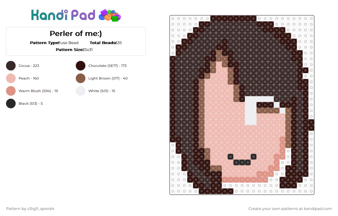 Perler of me:) - Fuse Bead Pattern by vega0np4wz on Kandi Pad - brown