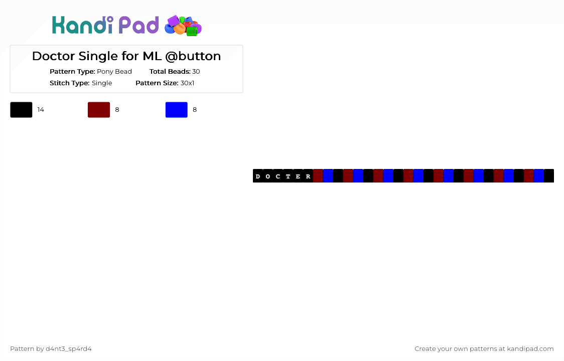 Doctor Single for ML @button - Pony Bead Pattern by vega0np4wz on Kandi Pad - brown,purple