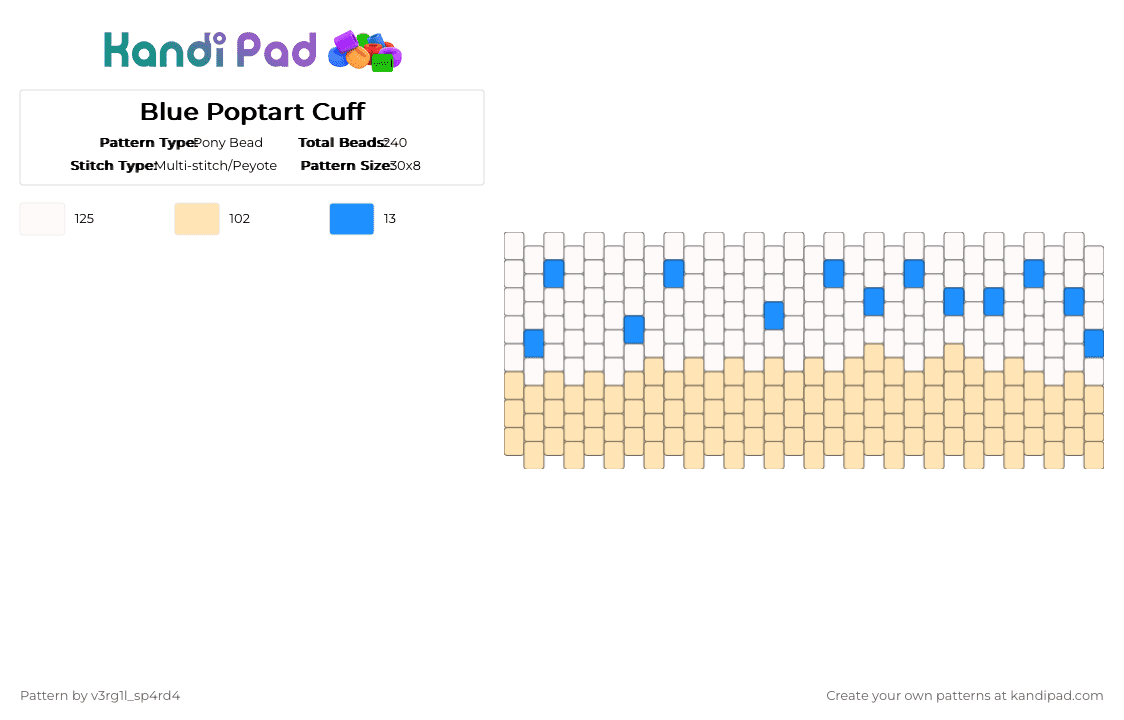 Blue Poptart Cuff - Pony Bead Pattern by vega0np4wz on Kandi Pad - beige