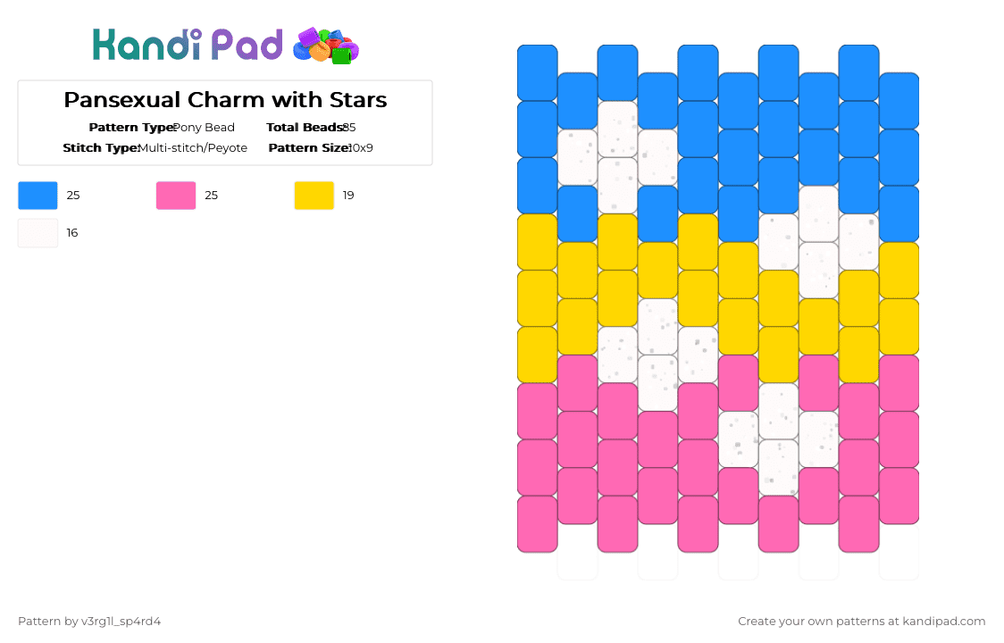 Pansexual Charm with Stars - Pony Bead Pattern by v3rg1l_sp4rd4 on Kandi Pad - light blue,pink