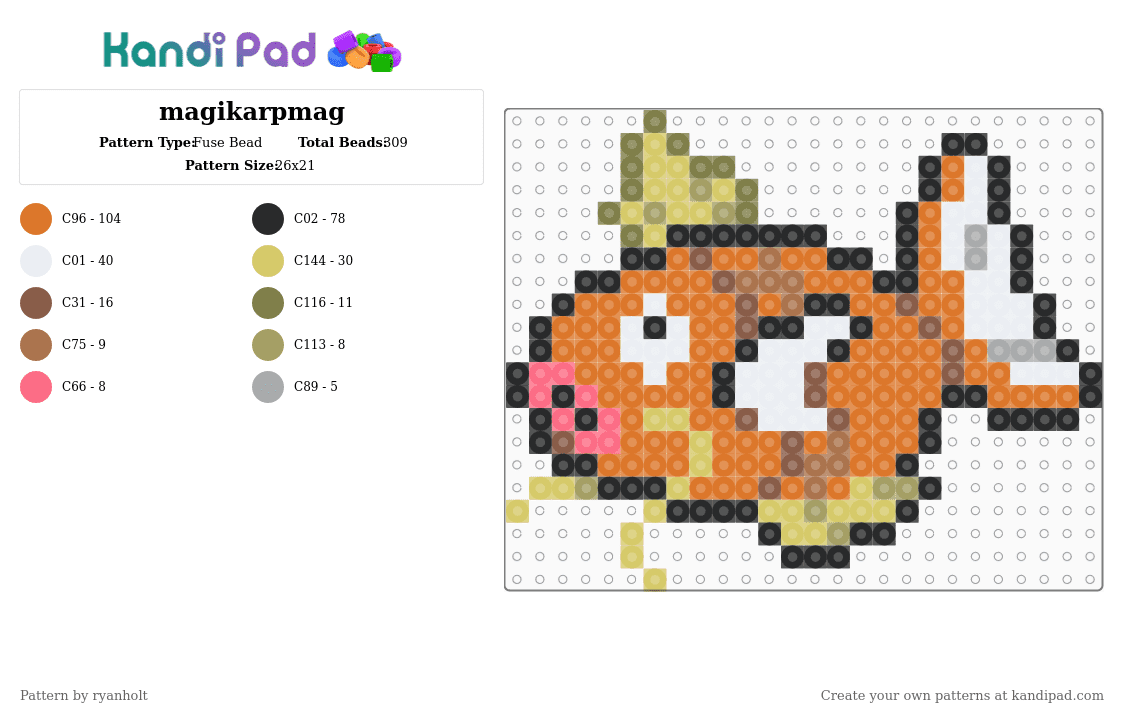 magikarpmag - Fuse Bead Pattern by ryanholt on Kandi Pad - yellow,orange