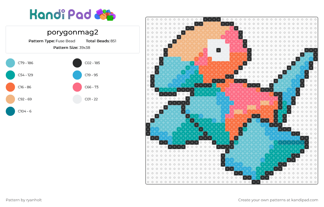 porygonmag2 - Fuse Bead Pattern by ryanholt on Kandi Pad - teal,light blue