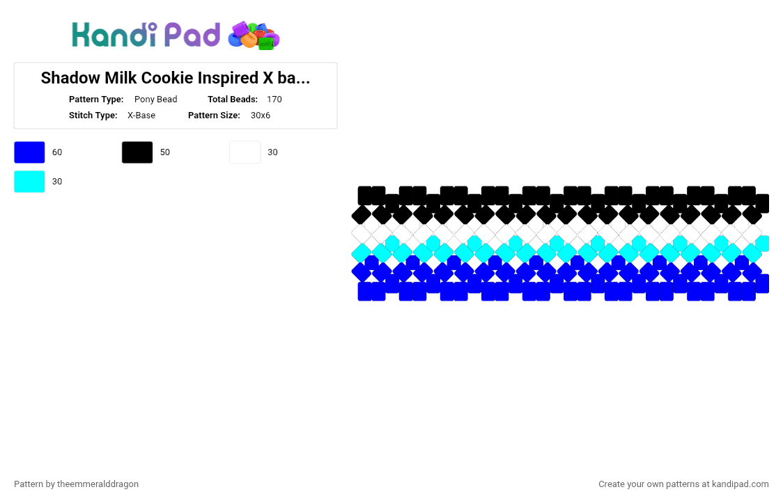 Shadow Milk Cookie Inspired X base ( smc ) - Pony Bead Pattern by theemmeralddragon on Kandi Pad - light blue,purple