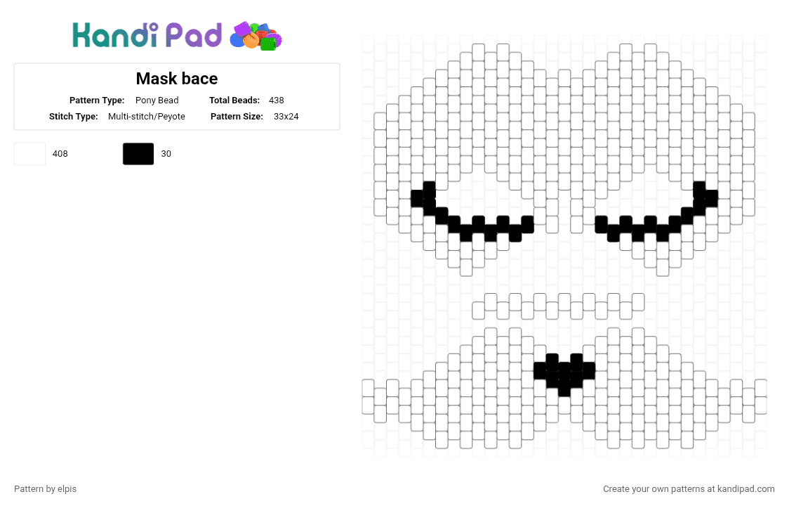 Mask bace - Pony Bead Pattern by elpis on Kandi Pad - white