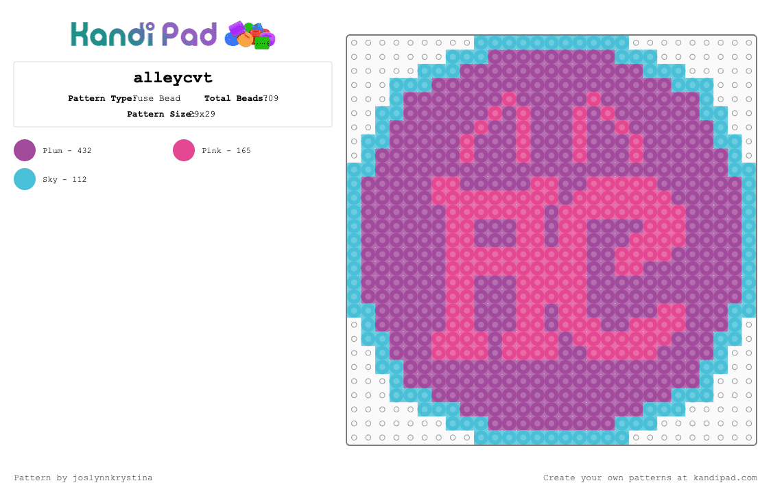 alleycvt - Fuse Bead Pattern by joslynnkrystina on Kandi Pad - pink,music,edm,dj,dubstep,fun,multicolor,riddim,alleycvt